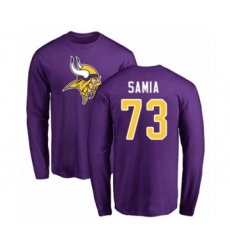 Football Minnesota Vikings #73 Dru Samia Purple Name & Number Logo Long Sleeve T-Shirt