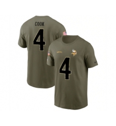 Men's Minnesota Vikings #4 Dalvin Cook 2022 Olive Salute to Service T-Shirt