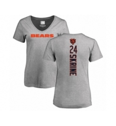 Football Women's Chicago Bears #24 Buster Skrine Ash Backer V-Neck T-Shirt
