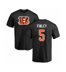 Football Cincinnati Bengals #5 Ryan Finley Black Name & Number Logo T-Shirt