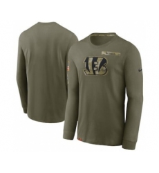 Men's Cincinnati Bengals Football Olive 2021 Salute To Service Performance Long Sleeve T-Shirt