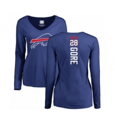 Football Women's Buffalo Bills #28 Frank Gore Royal Blue Backer Long Sleeve T-Shirt