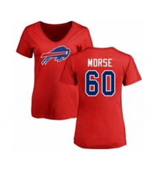 Football Women's Buffalo Bills #60 Mitch Morse Red Name & Number Logo T-Shirt