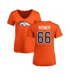 Football Women's Denver Broncos #66 Dalton Risner Orange Name & Number Logo T-Shirt