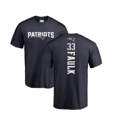 Football New England Patriots #33 Kevin Faulk Navy Blue Backer T-Shirt