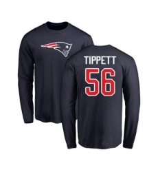 Football New England Patriots #56 Andre Tippett Navy Blue Name & Number Logo Long Sleeve T-Shirt