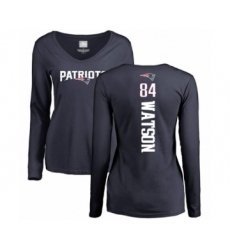 Football Women's New England Patriots #84 Benjamin Watson Navy Blue Backer Slim Fit Long Sleeve T-Shirt