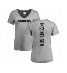 Football Women's Oakland Raiders #23 Nick Nelson Ash Backer T-Shirt
