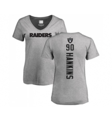 Football Women's Oakland Raiders #90 Johnathan Hankins Ash Backer T-Shirt