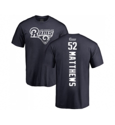 Football Los Angeles Rams #52 Clay Matthews Navy Blue Backer T-Shirt