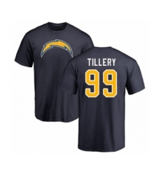 Football Los Angeles Chargers #99 Jerry Tillery Navy Blue Name & Number Logo T-Shirt