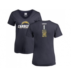 Football Women's Los Angeles Chargers #1 Ty Long Navy Blue Backer T-Shirt
