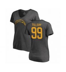 Football Women's Los Angeles Chargers #99 Jerry Tillery Ash One Color T-Shirt
