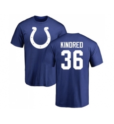 Football Indianapolis Colts #36 Derrick Kindred Royal Blue Name & Number Logo T-Shirt