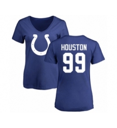 Football Women's Indianapolis Colts #99 Justin Houston Royal Blue Name & Number Logo T-Shirt