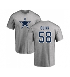 Football Dallas Cowboys #58 Robert Quinn Ash Name & Number Logo T-Shirt
