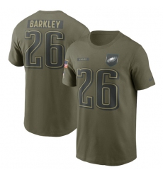 Men's Philadelphia Eagles #26 Saquon Barkley Olive 2025 Salute to Service Name & Number T-Shirt