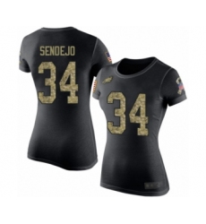 Women's Philadelphia Eagles #34 Andrew Sendejo Black Camo Salute to Service T-Shirt