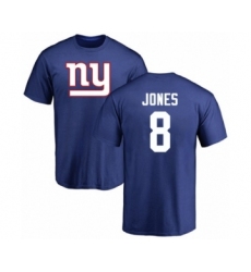 Football New York Giants #8 Daniel Jones Royal Blue Name & Number Logo T-Shirt