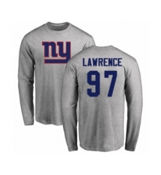 Football New York Giants #97 Dexter Lawrence Ash Name & Number Logo Long Sleeve T-Shirt