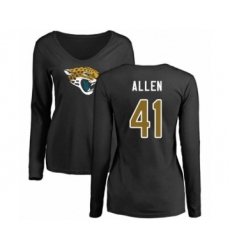 Football Women's Jacksonville Jaguars #41 Josh Allen Black Name & Number Logo Slim Fit Long Sleeve T-Shirt