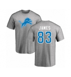 Football Detroit Lions #83 Jesse James Ash Name & Number Logo T-Shirt