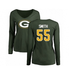 Football Women's Green Bay Packers #55 Za'Darius Smith Green Name & Number Logo Long Sleeve T-Shirt