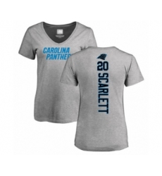 Football Women's Carolina Panthers #20 Jordan Scarlett Ash Backer V-Neck T-Shirt