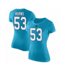 Football Women's Carolina Panthers #53 Brian Burns Blue Rush Pride Name & Number T-Shirt