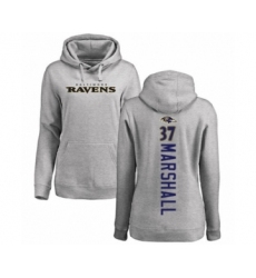 Football Women's Baltimore Ravens #37 Iman Marshall Ash Backer Pullover Hoodie