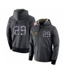 Football Men's Pittsburgh Steelers #29 Kam Kelly Stitched Black Anthracite Salute to Service Player Performance Hoodie