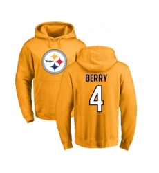 Football Pittsburgh Steelers #4 Jordan Berry Gold Name & Number Logo Pullover Hoodie