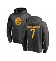 Football Pittsburgh Steelers #7 Ben Roethlisberger Ash One Color Pullover Hoodie