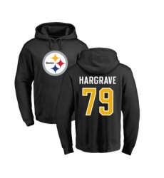 Football Pittsburgh Steelers #79 Javon Hargrave Black Name & Number Logo Pullover Hoodie