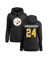 Football Women's Pittsburgh Steelers #24 Coty Sensabaugh Black Name & Number Logo Pullover Hoodie