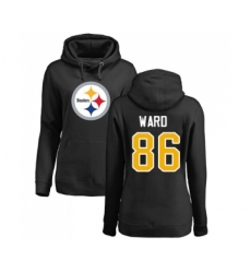 Football Women's Pittsburgh Steelers #86 Hines Ward Black Name & Number Logo Pullover Hoodie