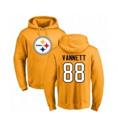 Pittsburgh Steelers #88 Nick Vannett Gold Name & Number Logo Pullover Hoodie