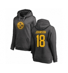 Women's Pittsburgh Steelers #18 Diontae Johnson Ash One Color Pullover Hoodie