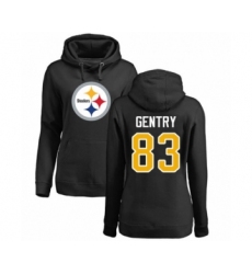 Women's Pittsburgh Steelers #83 Zach Gentry Black Name & Number Logo Pullover Hoodie