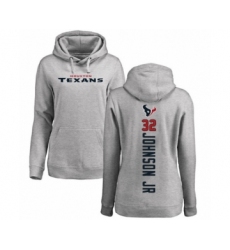 Football Women's Houston Texans #32 Lonnie Johnson Ash Backer Pullover Hoodie