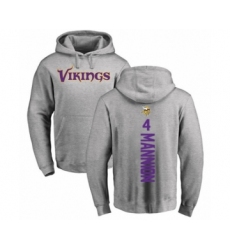 Football Minnesota Vikings #4 Sean Mannion Ash Backer Pullover Hoodie