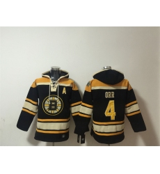 Men's Boston Bruins #4 Bobby Orr Black Ageless Must-Have Lace-Up Pullover Hoodie