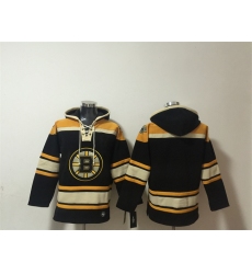 Men's Boston Bruins Blank Black Ageless Must-Have Lace-Up Pullover Hoodie