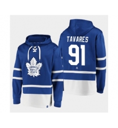 Men's Toronto Maple Leafs #91 John Tavares Blue All Stitched Sweatshirt Hoodie