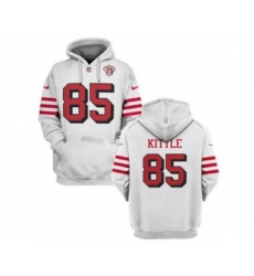 Men's San Francisco 49ers #85 George Kittle 2021 White 75th Anniversary Pullover Football Hoodie