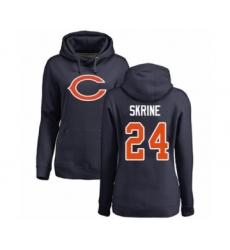 Football Women's Chicago Bears #24 Buster Skrine Navy Blue Name & Number Logo Pullover Hoodie