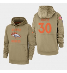 Men's Denver Broncos #30 Terrell Davis 2019 Salute to Service Sideline Therma Pullover Hoodie - Tan