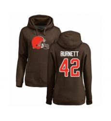 Football Women's Cleveland Browns #42 Morgan Burnett Brown Name & Number Logo Pullover Hoodie