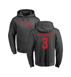 Football New England Patriots #3 Stephen Gostkowski Ash One Color Pullover Hoodie