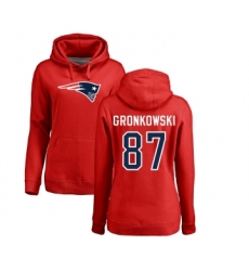 Football Women's New England Patriots #87 Rob Gronkowski Red Name & Number Logo Pullover Hoodie
